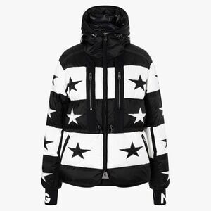 Bogner Paula D Down Ski Jacket Black White Stars NWT US 6